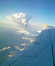 Flying during Mt. Etna eruption